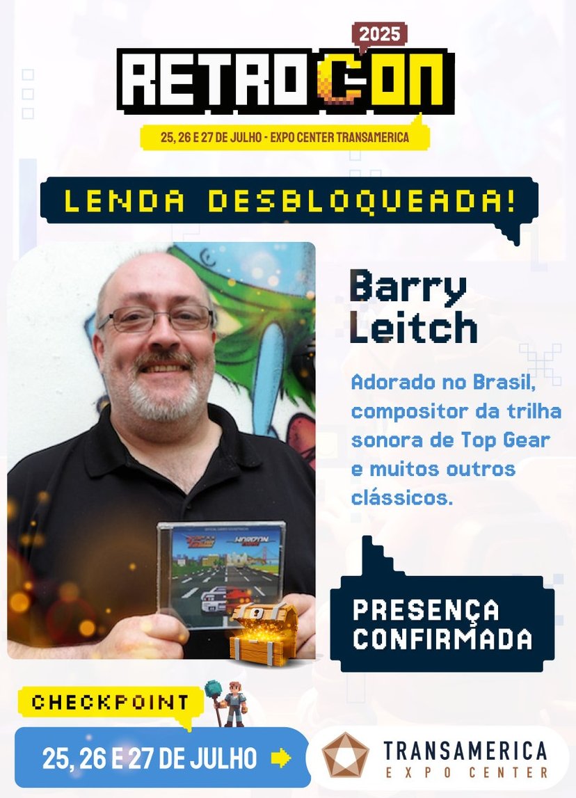 Tom Kalinske não virá mais (uma pena), mas a Retrocon 2025 terá Yuzo Koshiro e o Barry Leitch (Top Gear)! Não percam! 👹

ingressoretrocon.com.br

<a href="/WarpZoneMe/">WarpZone, criadora do RETROCON</a> 
<a href="/retroconoficial/">Retrocon</a> 
<a href="/yuzokoshiro/">古代祐三 Yuzo Koshiro</a> 
<a href="/BarryLeitch/">Barry Leitch</a>