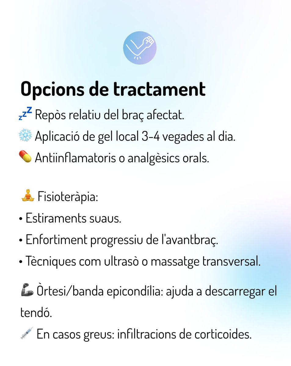 🎾 Sents dolor a la part externa del colze?

Encara que no juguis tenis, podries tenir colze de tenista (epicondilitis lateral). 

👨‍⚕️ Si fas moviments repetitius amb el braç, sigui a l'esport o a la feina, aquest post és per a tu.