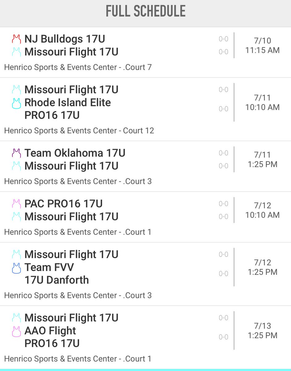 Missouri flight 2026 (@moflight2026) on Twitter photo Time to work! Coaches, here is our schedule for <a href="/PRO16League/">PRO16/NXTPRO League</a> in Richmond, VA. Come check us out! <a href="/WWFE_RCT/">WeWorkforEverything Recruiting</a> Time to work! Coaches, here is our schedule for <a href="/PRO16League/">PRO16/NXTPRO League</a> in Richmond, VA. Come check us out! <a href="/WWFE_RCT/">WeWorkforEverything Recruiting</a>