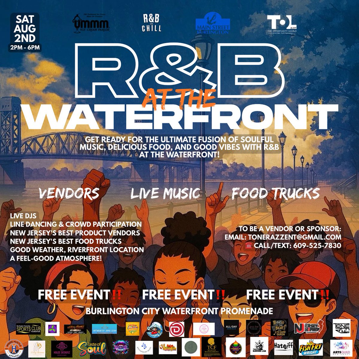 ToneRazz's tweet photo. 📌 R&amp;B At The WaterFront 📌
Saturday, August 2nd, 2025 🗓️
2 PM – 6 PM
🏟️ Burlington City Waterfront Promenade
Burlington Riverfront Promenade, Burlington, NJ 08016 https://t.co/g5RkPHWZEQ