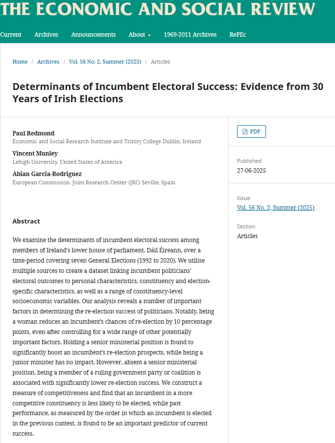 ESR (@esr_ie) on Twitter photo The Summer 25 issue of the ESR is now out. It includes great papers around nudging in the workplace, major choices in Higher Ed, incumbent electoral success as well as a tribute to the late Chris Whelan. Please share widely <a href="/IrishEconAssoc/">Irish Economic Association</a> <a href="/ISWEconomics/">Irish Society for Women in Economics (ISWE)</a> esr.ie/index.php/esr/… The Summer 25 issue of the ESR is now out. It includes great papers around nudging in the workplace, major choices in Higher Ed, incumbent electoral success as well as a tribute to the late Chris Whelan. Please share widely <a href="/IrishEconAssoc/">Irish Economic Association</a> <a href="/ISWEconomics/">Irish Society for Women in Economics (ISWE)</a> esr.ie/index.php/esr/…