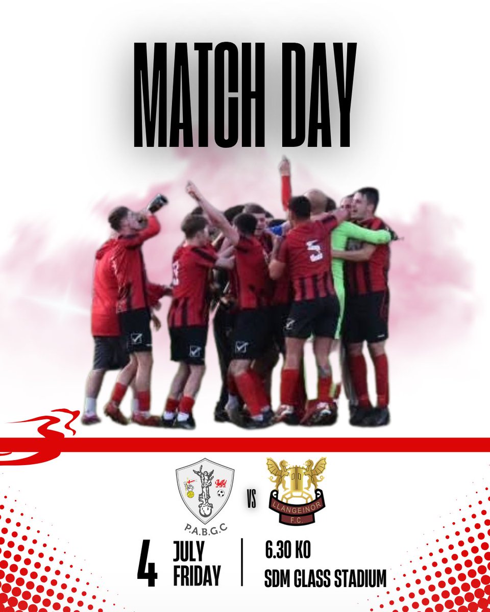 𝗣𝗿𝗲-𝗦𝗲𝗮𝘀𝗼𝗻 𝗙𝗶𝘅𝘁𝘂𝗿𝗲🔜 

Llangeinor make the short trip to Penybont’s ground, where they will play South Wales Premier division side Pencoed.

🆚 Pencoed
🏟️ SDM Glass Stadium
📍 CF31 4RH
📆 4.07.2025
⏰ 6.30 PM

#UppaLlan🔴⚫️