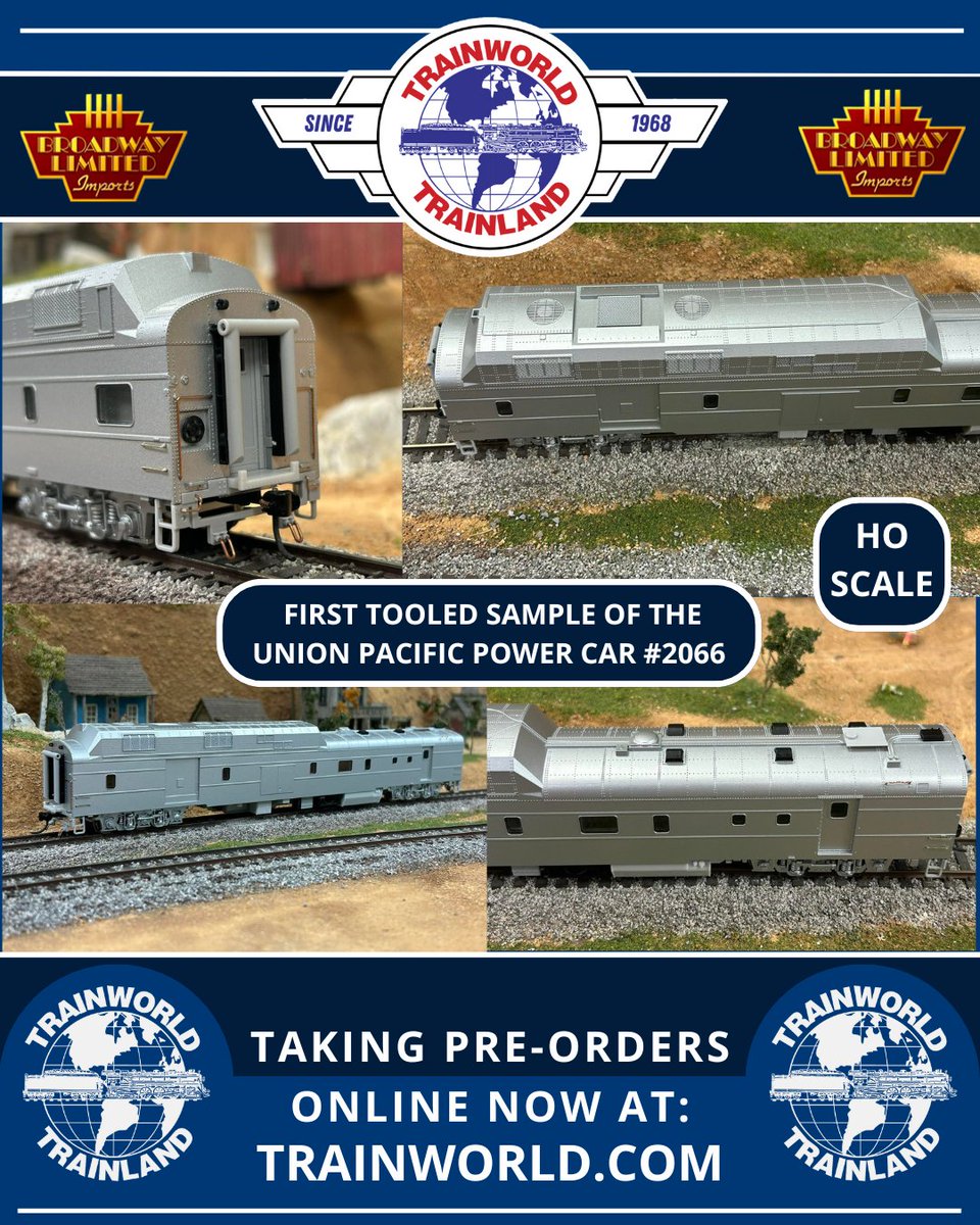TrainWorld.com (@trainworld) on Twitter photo Check out these beautiful product samples of the highly anticipated <a href="/BLITrains/">Broadway Ltd Imports</a> Union Pacific Power car! 🔋
PreOrder today at TrainWorld.com! tinyurl.com/46xzvvx9
#broadwaylimited #hoscale #unionpacific #powercar #preorder #trainworld #trainland #modeltrains #trains Check out these beautiful product samples of the highly anticipated <a href="/BLITrains/">Broadway Ltd Imports</a> Union Pacific Power car! 🔋
PreOrder today at TrainWorld.com! tinyurl.com/46xzvvx9
#broadwaylimited #hoscale #unionpacific #powercar #preorder #trainworld #trainland #modeltrains #trains