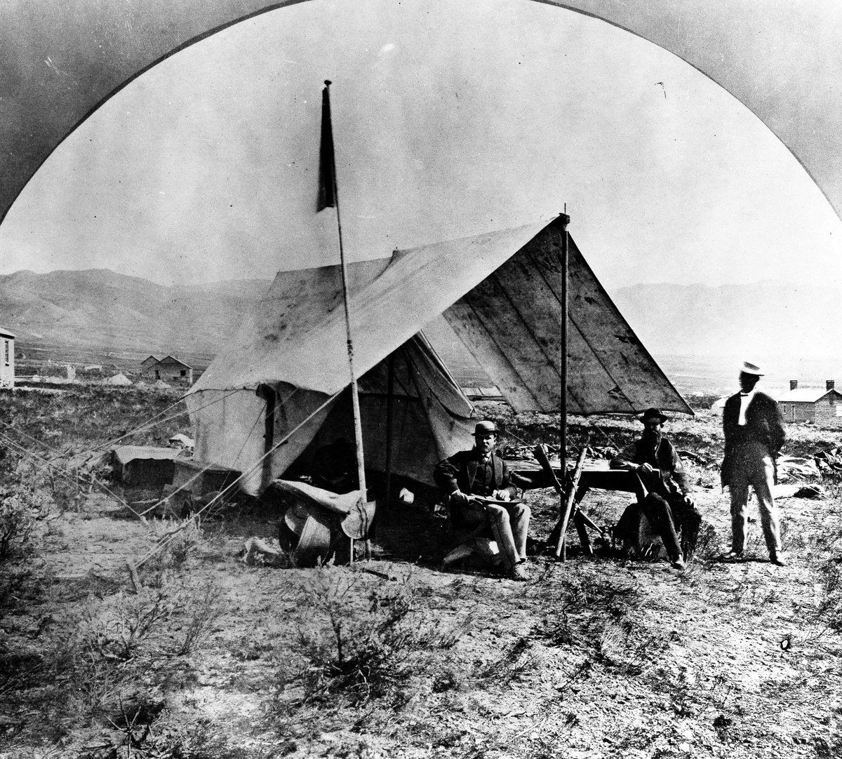 Did you know the USGS Photographic Library includes 500,000+ photos &amp; images: earthquakes, volcanoes, mining, &amp; more! Even Clarence King's 1868 survey of the 40th parallel near the new transcontinental railroad. All public domain! Search for keywords at library.usgs.gov/photo/