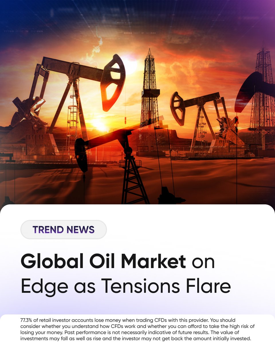 Oil markets are on high alert as tensions escalate:

🛢️ Brent nears $70 on Middle East tensions
📈 Futures/options hit record volumes
⚠️ Analysts say only major disruption (e.g., Hormuz closure) could push oil >$100

Stay ahead with real-time data.
📲 app.markets.com/app-tw-main