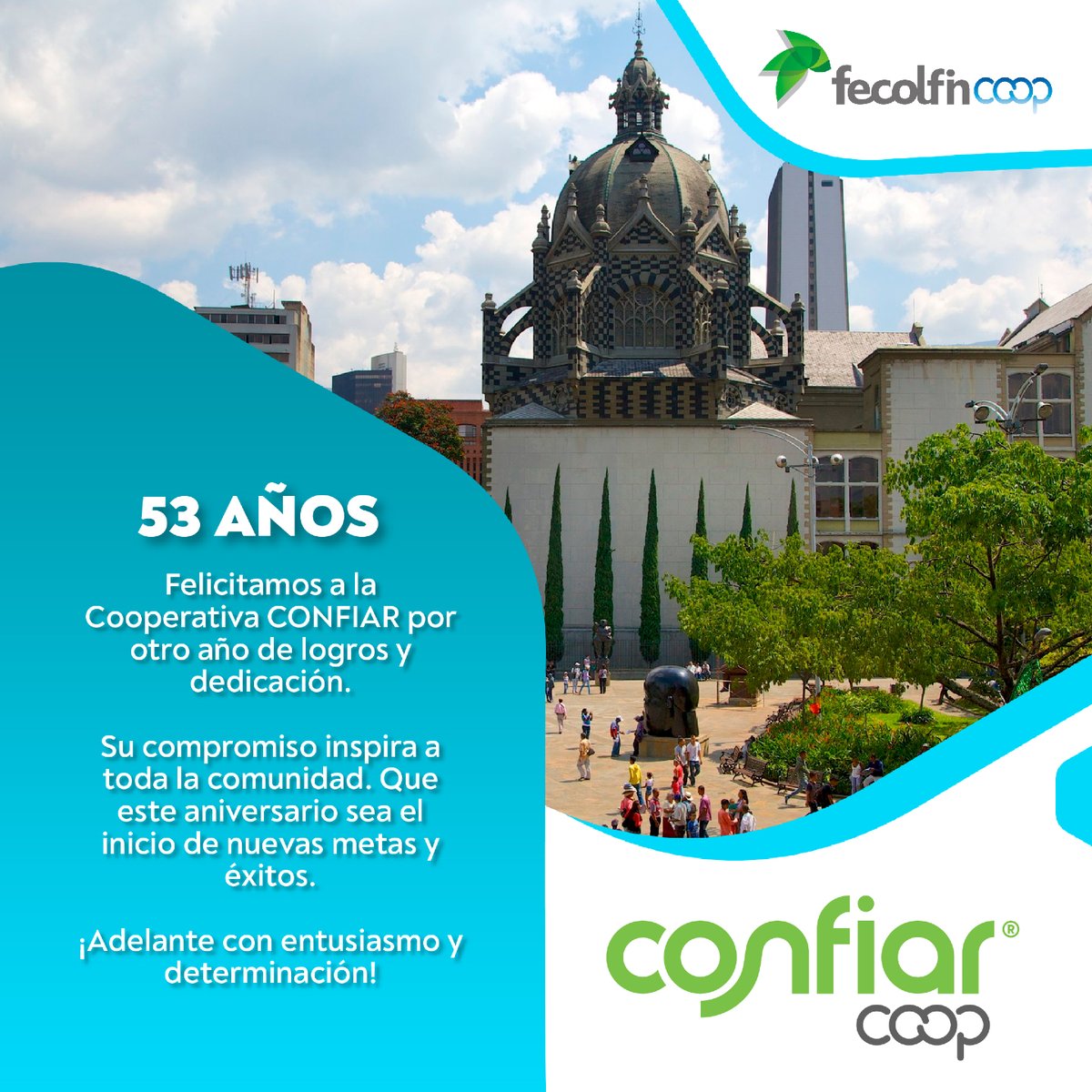 ¡Fecolfin felicita con gran emoción a la Cooperativa Confiar! 🎉🤝✨ Reconocemos su destacado compromiso cooperativo, impulsando el desarrollo y la solidaridad en cada paso. Únete a nosotros para celebrar y rendir homenaje a esta cooperativa excepcional.