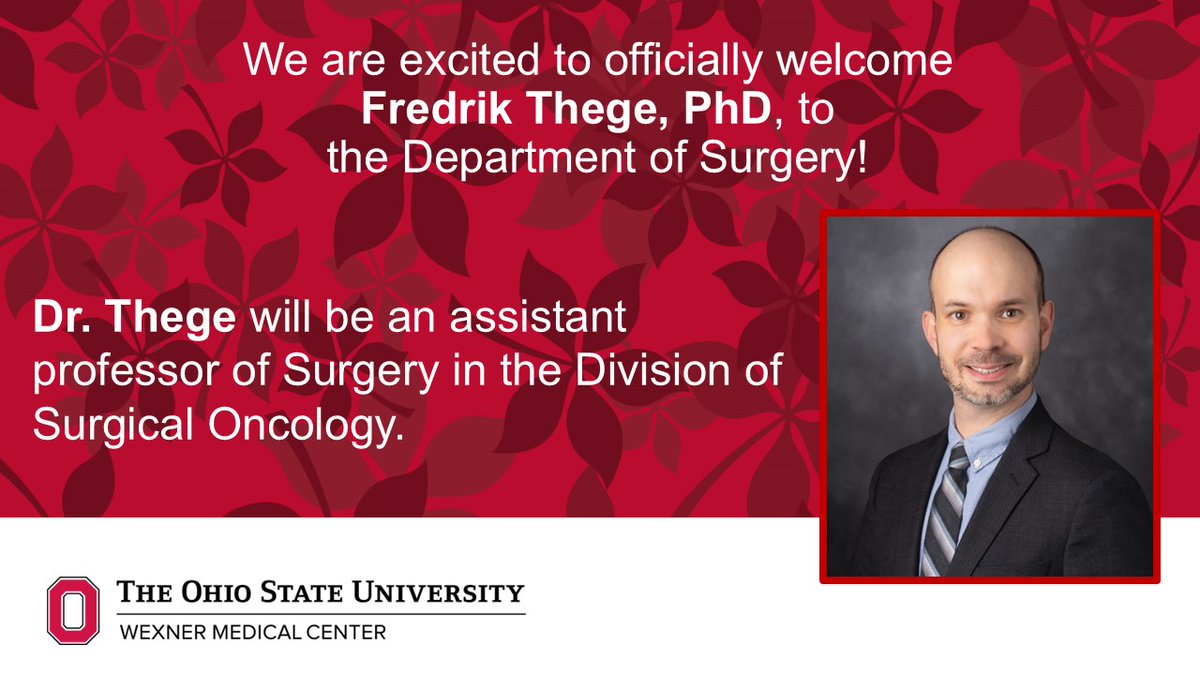 Ohio State Wexner Medical Center Surgery Dept. (@ohiostatesurg) on Twitter photo From Malmรถ to MD Anderson to Columbus โ <a href="/FredrikThege/">Fredrik Thege</a>, PhD, is joining #OhioStateSurg this fall! His research on KRAS-targeted therapies and pancreatic cancer models is pushing boundaries in cancer science. Welcome, Dr. Thege! ๐ From Malmรถ to MD Anderson to Columbus โ <a href="/FredrikThege/">Fredrik Thege</a>, PhD, is joining #OhioStateSurg this fall! His research on KRAS-targeted therapies and pancreatic cancer models is pushing boundaries in cancer science. Welcome, Dr. Thege! ๐