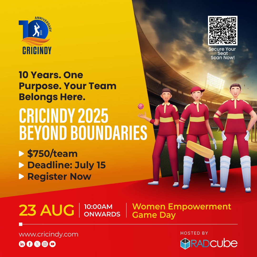 Cricindy2's tweet image. ๐ Your Team. Your Legacy. One Epic Game Day.
#CricIndy2025 celebrates 10 years with a special Women Empowerment theme! ๐ช
๐
Aug 23 | Grand Park
โณ Reg closes July 15
๐ฒ $750/team: cricindy.com/registration-tโฆ
#WomenInCricket #BeyondBoundaries2025 #GameDayReady #10YearsOfImpact
