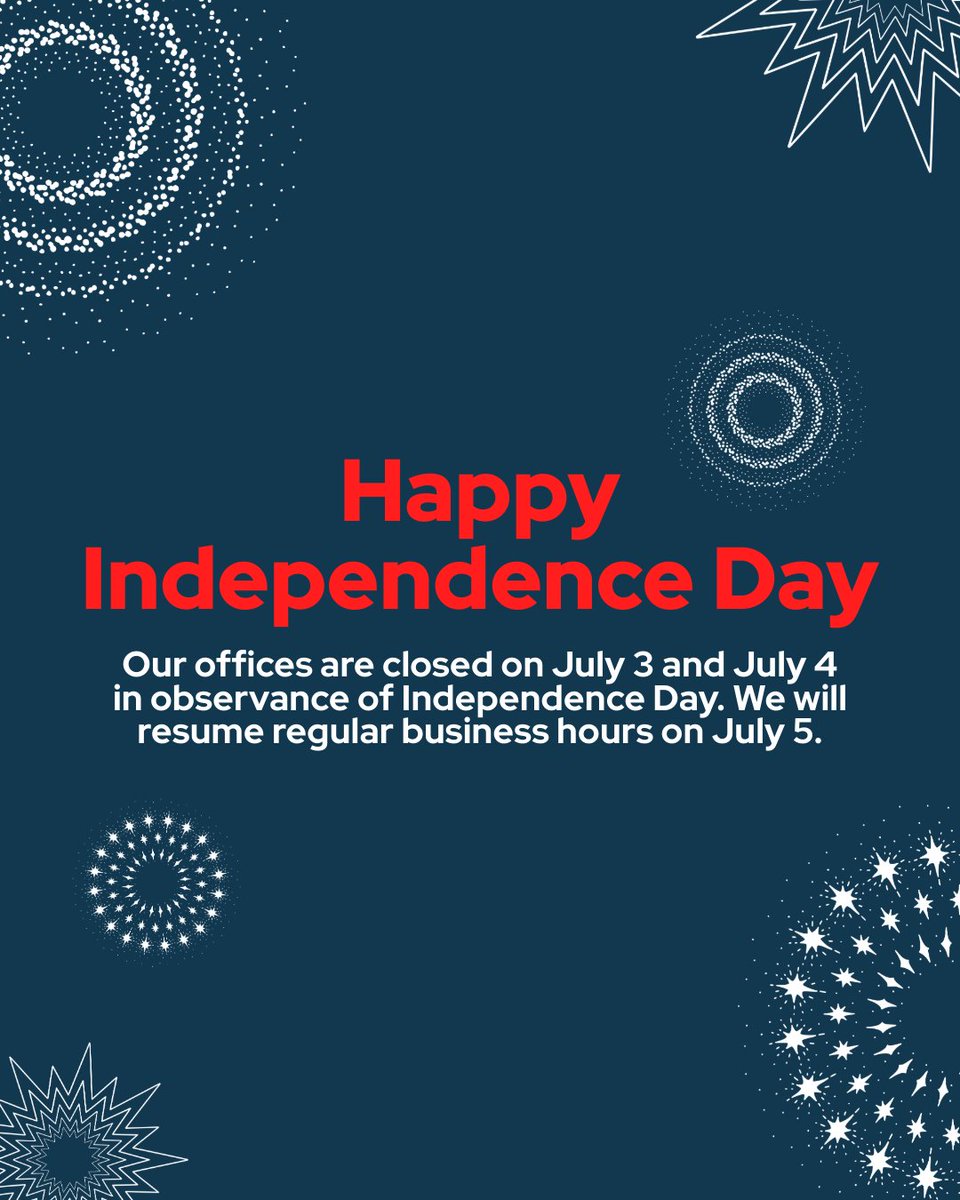 IdentityIQ's tweet photo. Happy Independence Day 🇺🇸 Our offices are closed on July 3 and July 4 in observance of Independence Day. We will resume regular business hours on July 5. https://t.co/qFfGsdGDLu