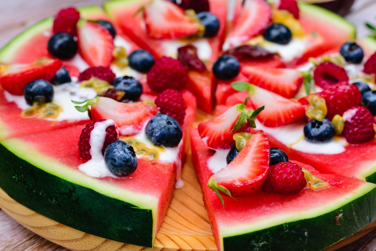 Fun Farm Fact: Looking for a new/tasty way to serve #watermelon this 4th? Try watermelon pizza! Cut your slices into wedges and top with yogurt and other fruits (kiwi, peaches, blueberries) or try some herbs and feta. Refreshing and yummy!