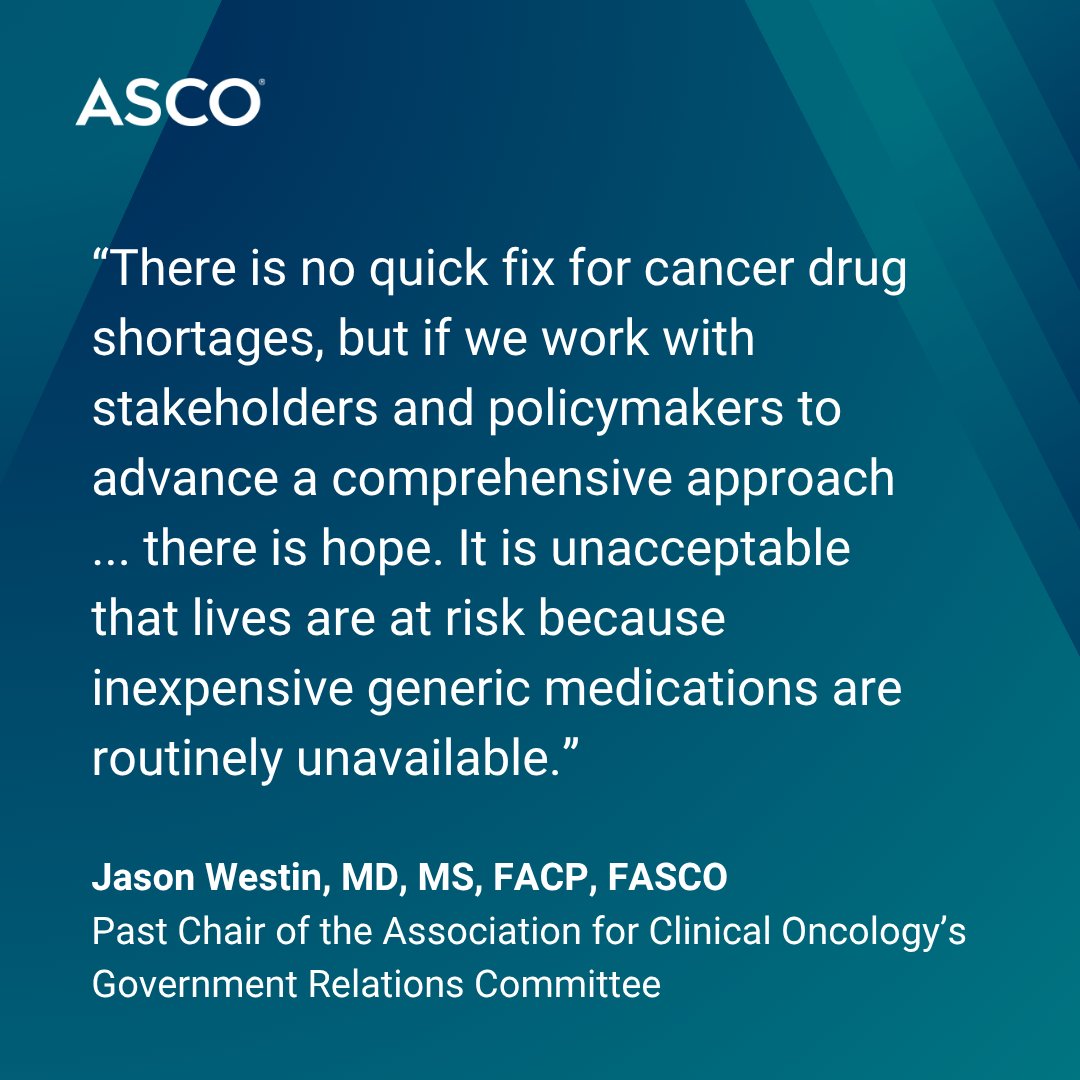 New article in <a href="/JCOOP_ASCO/">JCO Oncology Practice</a> explores the root causes of cancer #drugshortages in the U.S., their impact on pts &amp; providers, &amp; makes recommendations for a comprehensive approach to address this crisis. 

Read more: brnw.ch/21wTSbZ 
#ASCOAdvocacy