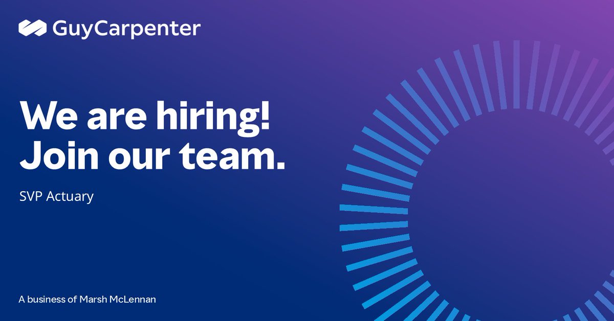 Exciting opportunity! We are seeking an SVP Actuary to join Guy Carpenter. Learn more about the role and apply: bit.ly/4letLut
#apply #career