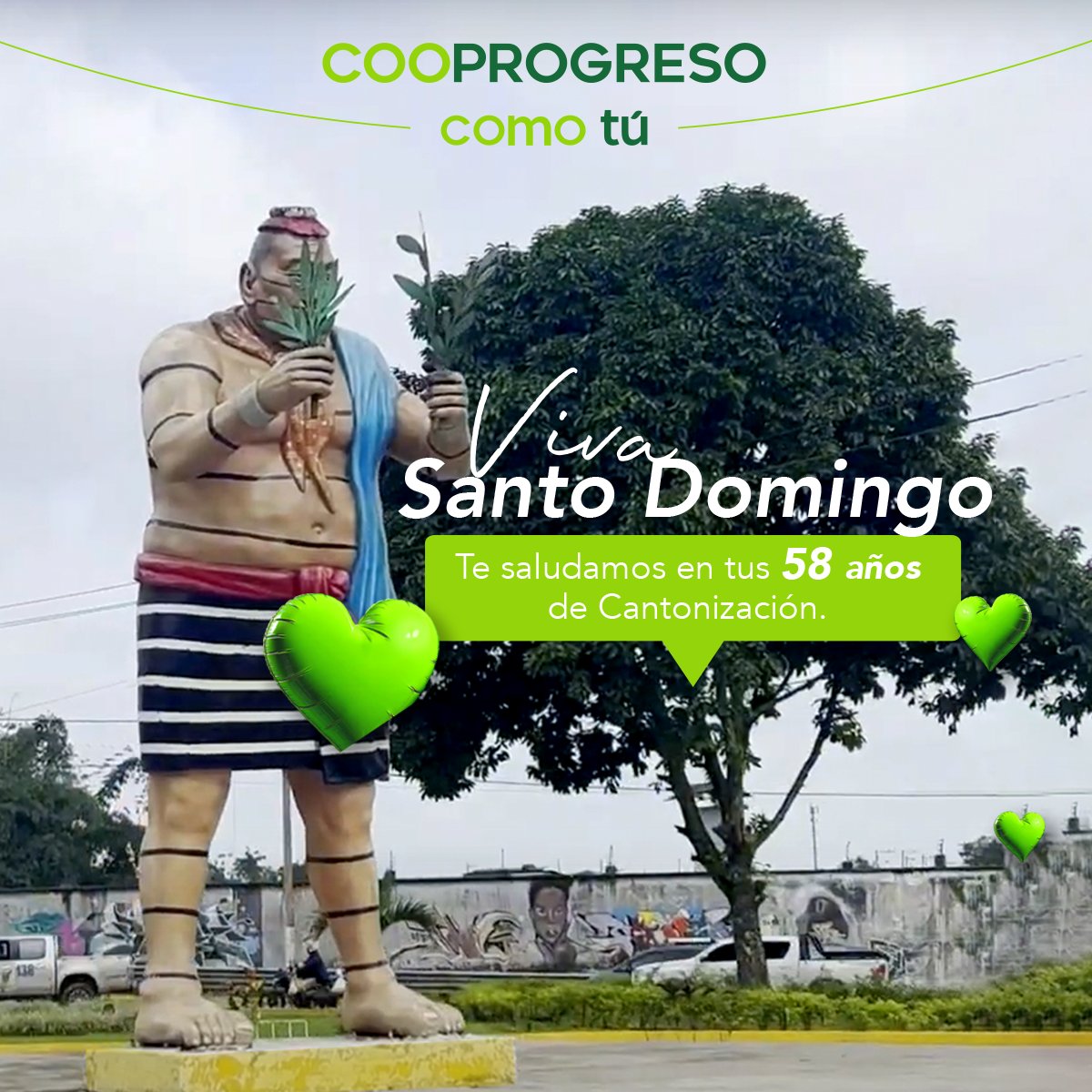 🎉 ¡Saludamos a #SantoDomingodelosTsáchilas en sus 58 años de cantonización! 🌺🏙️

Celebramos su riqueza cultural, el empuje de su gente y su constante crecimiento como motor de desarrollo y progreso para el país 💚

#Cooporgreso #ComoTú
#ElProgresoQueQueremos