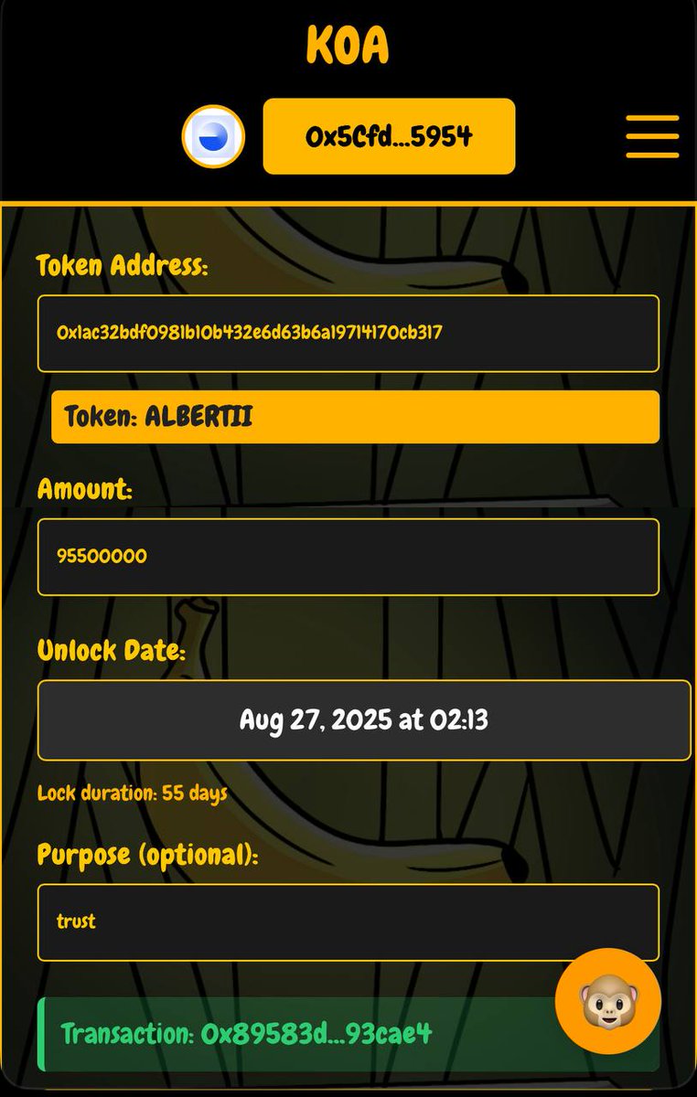 AlbertOnBase's tweet photo. The dev wallet has officially been locked with the help of KOA. You can verify this using the BaseScan link: https://t.co/VTdxVCQh2l

This is only the beginning of AlbertII, a lot more to come. BE READY! https://t.co/2j8YnpnhHd