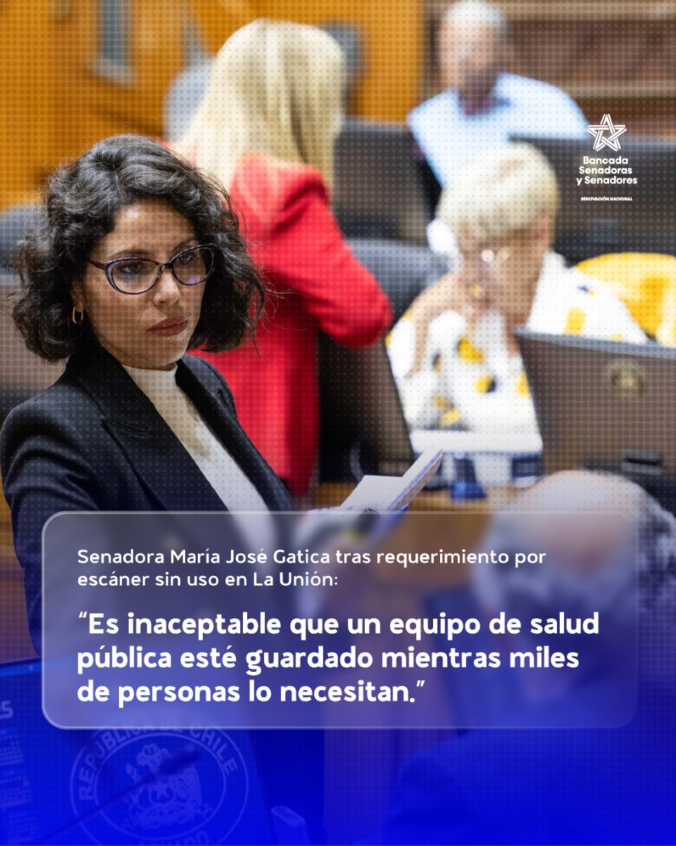 🚨NOTICIA | Senadora María José Gatica tras requerimiento por escáner sin uso en La Unión: “Es inaceptable que un equipo de salud pública esté guardado mientras miles de personas lo necesitan.”