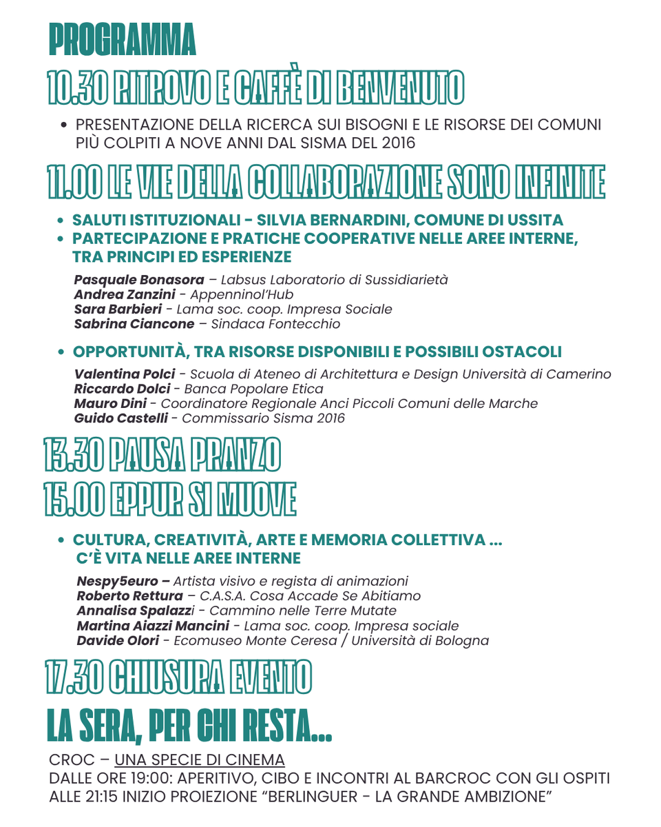 L’11 luglio a Ussita si terrà l'evento #INgenerAREE: una giornata per parlare delle aree interne con chi le abita.
L'evento è organizzato e promosso da noi di ActionAid, con il patrocinio del Comune di Ussita, e sostenuto da #EnelCuoreOnlus e #FondazioneDeloitte.