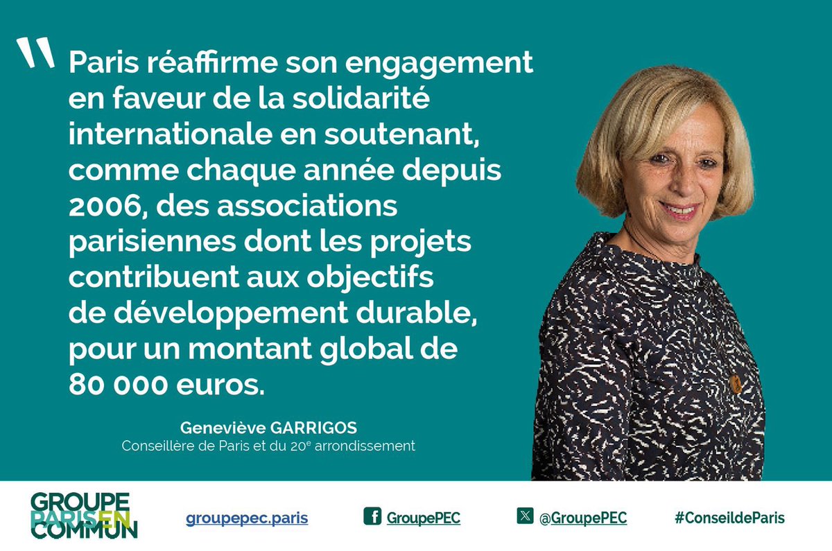 Élu-e-s Paris En Commun (@groupepec) on Twitter photo Au #ConseildeParis, <a href="/g_garrigos/">Geneviève Garrigos</a> a rappelé le soutien de Paris aux associations œuvrant pour la solidarité internationale et le développement durable. Au #ConseildeParis, <a href="/g_garrigos/">Geneviève Garrigos</a> a rappelé le soutien de Paris aux associations œuvrant pour la solidarité internationale et le développement durable.