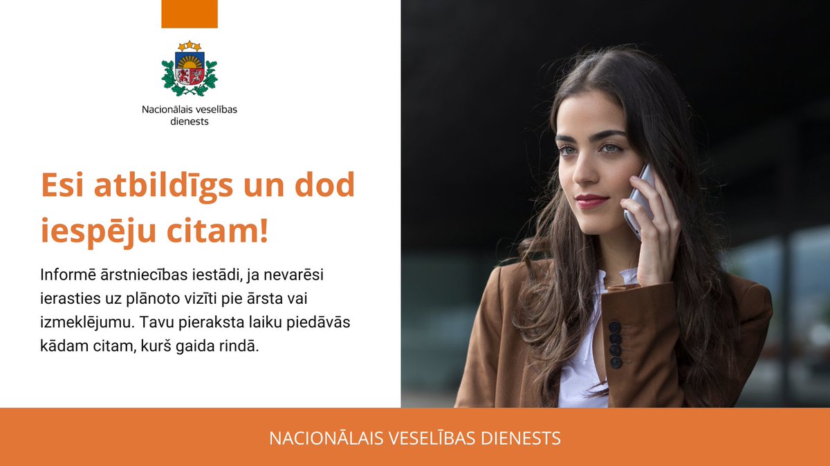 Ja neparedzētu apstākļu dēļ nevarēsi ierasties uz plānoto konsultāciju pie ārsta vai izmeklējumu, informē par to ārstniecības iestādi! 🏥