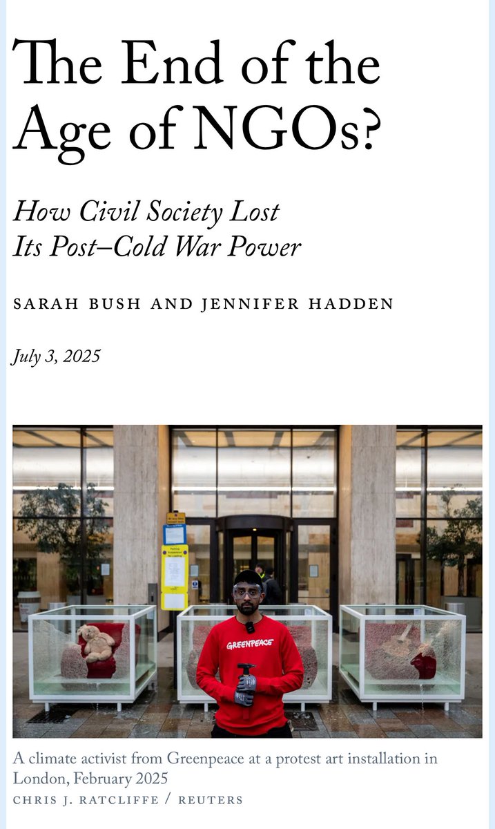 Are we at the end of the age of NGOs? New article from Jennifer Hadden and me in <a href="/ForeignAffairs/">Foreign Affairs</a> on how power has shifted back from NGOs to states after the initial post-Cold War surge in transnational civil society