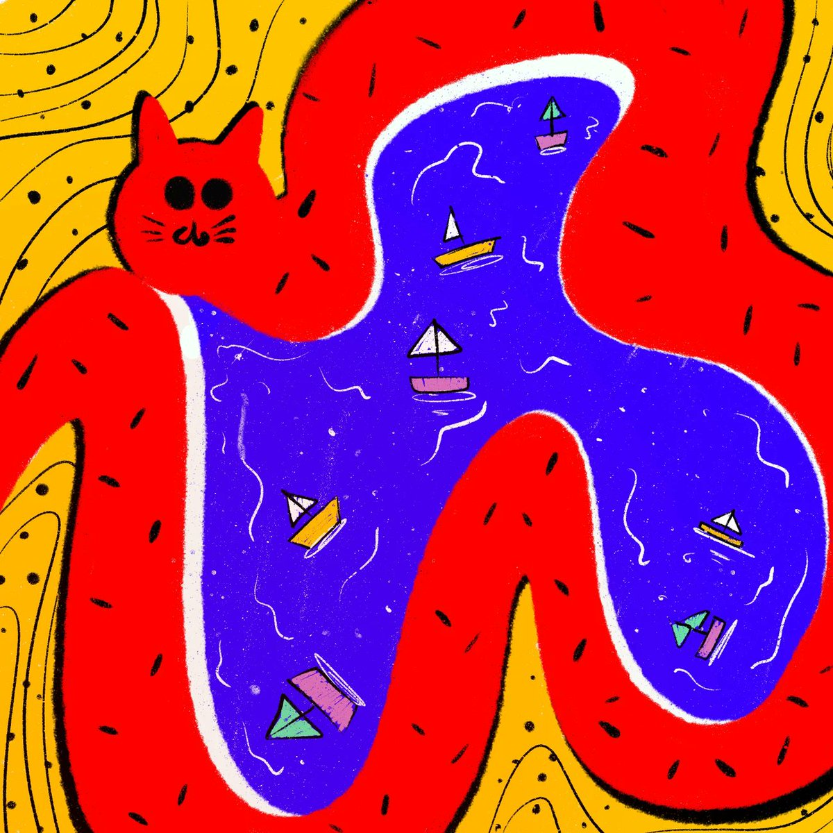 "Heart Lake!" ON <a href="/salvor_io/">Salvor 🚢🔺</a> 

Cats appear like a lake in our hearts. Note: I know I'm using some interesting color combinations... :)))

 current bid : 0.3 $AVAX

#salvor #TheArtChain #NFT