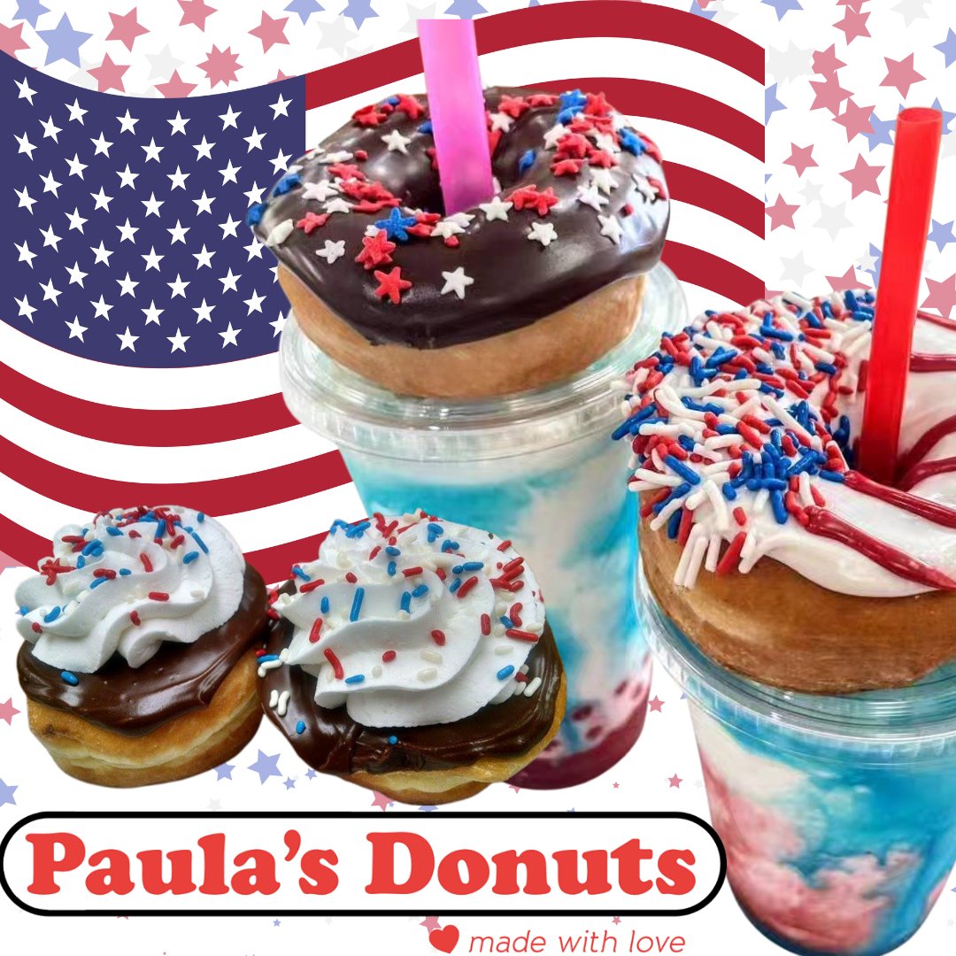 PaulasDonuts's tweet image. We are open on the 4th (tomorrow) from 7am-1pm at all 4 locations!!
Our Friday deal is- FREE DONUT w/ purchase of any Beverage!

Order online for a quick pick-up or delivery: paulasdonuts.com
@takeouttaxibuffalo

We are open this weekend regular business hours!

#bombpop…