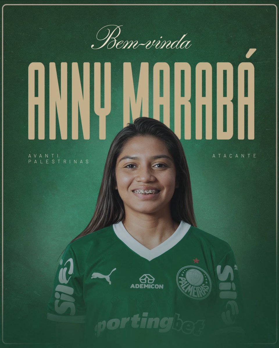 Palmeiras_FEM's tweet photo. Alô, #FamíliaPalmeiras! Tem novidade na área: a atacante Anny Marabá chega para reforçar o elenco das Palestrinas por empréstimo até o fim desta temporada! 💪🏿 

Seja bem-vinda, Marabá! 💚🤍 ➤ https://t.co/Oaga806Rjq https://t.co/ptOnmOSVGy
