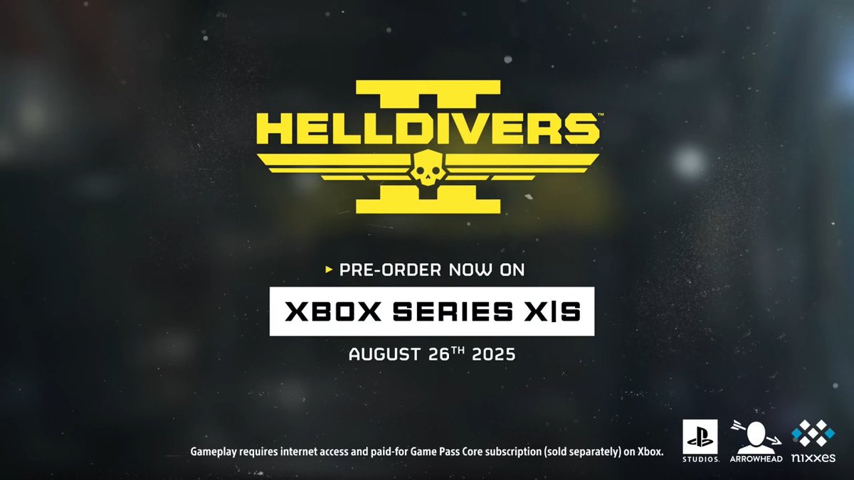 🚨: رسمياً 

لعبة Helldivers 2 قادمة لأجهزة الـ XBOX في 26 أغسطس. ✅