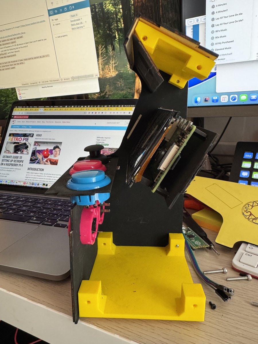 kevsmac's tweet image. Build day 4, finishing up the Arcade builds. These buttons and joystick connect to a @Raspberry_Pi Pico running #circuitpython to act as a usb gamepad.