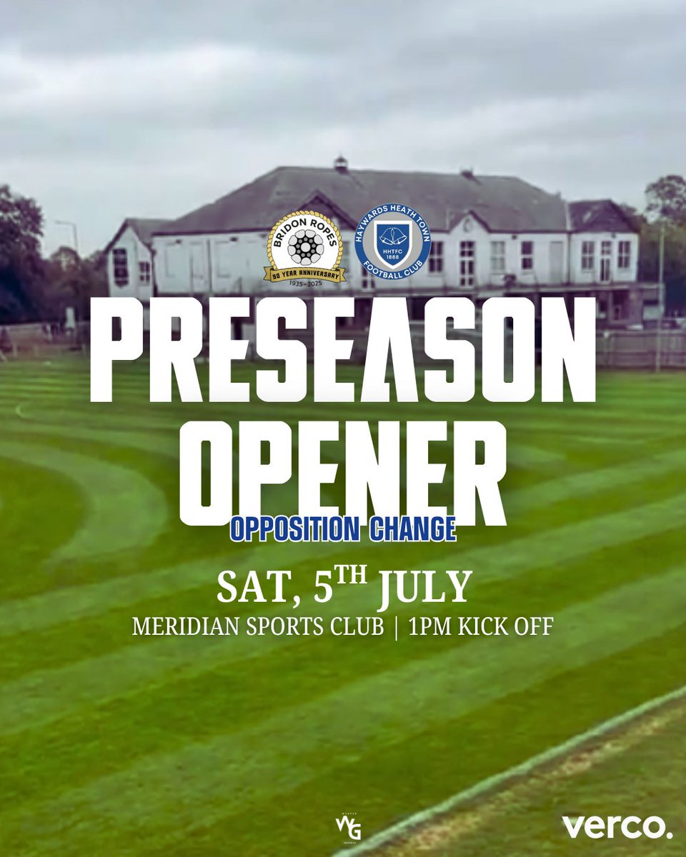 Bridon Ropes FC (@bridon1935) on Twitter photo Opposition Change This Weekend❗️
We’ll now be facing <a href="/HHTFC/">Haywards Heath Town FC</a> at home — 1PM kick-off.
Same journey. New test. Let’s go. ⚽️
#uptheropes 💙 Opposition Change This Weekend❗️
We’ll now be facing <a href="/HHTFC/">Haywards Heath Town FC</a> at home — 1PM kick-off.
Same journey. New test. Let’s go. ⚽️
#uptheropes 💙