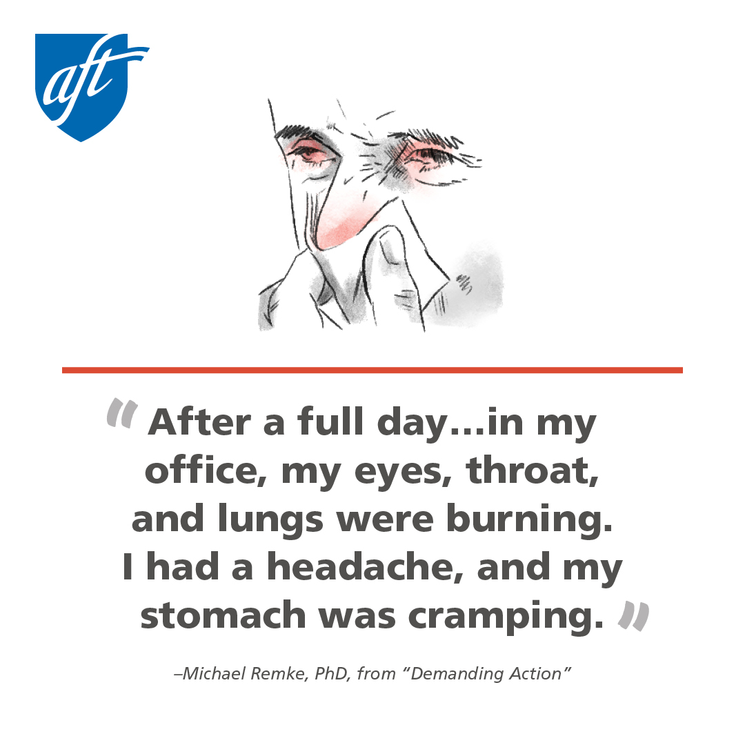 AFTunion's tweet image. How can unions protect workers from health and safety hazards in the workplace? Learn how NMHU Clerical and Facilities Staff Union organized to address chemical odors after a tragic death: #AmericanEducator aft.org/ae/summer2025/…