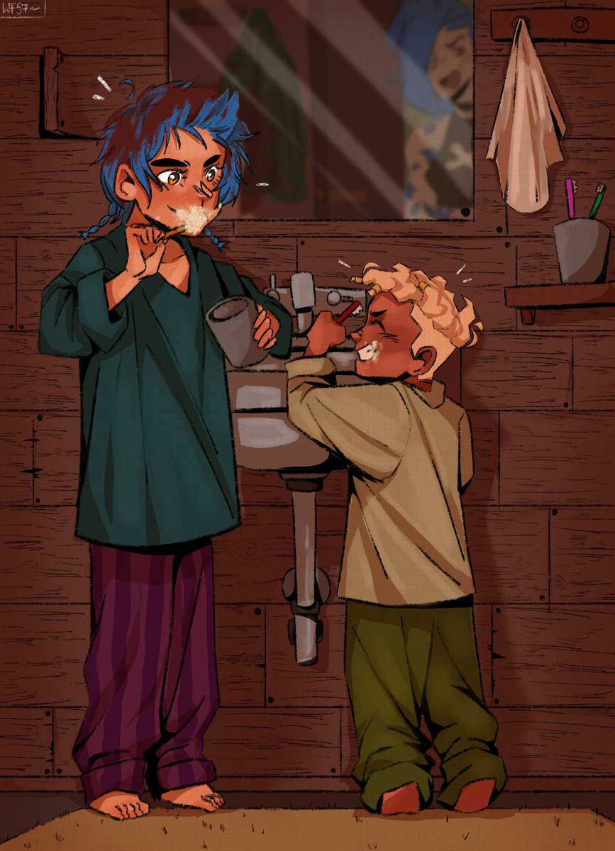 Yoshi37238421's tweet image. Morning with FamilyBomb😊Isha is a good older sister for Iris☺❤
#Jinx #Ekko #TimeBomb #arcane #FamilyBomb #Isha