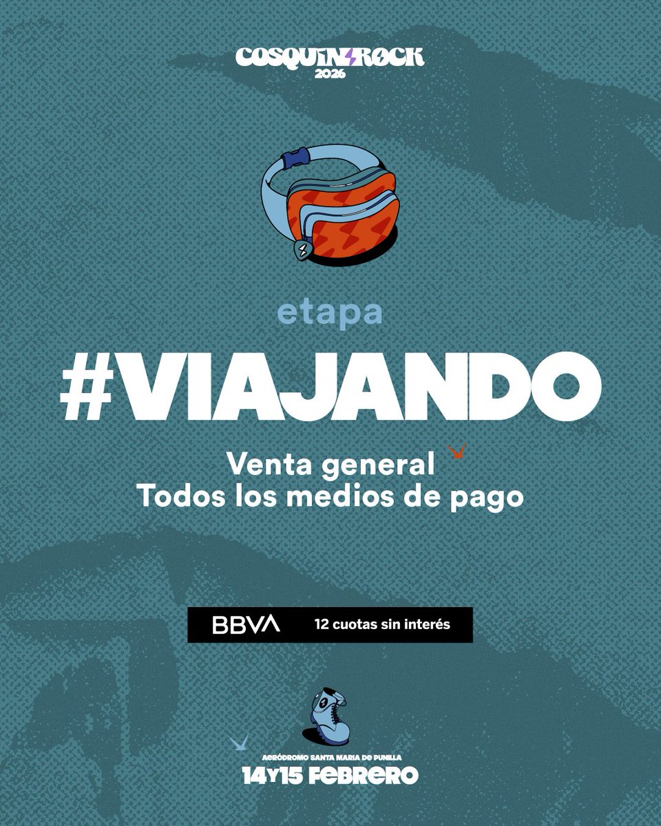 Cosquin_Rock's tweet image. PRE VENTAS @bbva_argentina AGOTADAS 😱 Arranca la VENTA GENERAL #VIAJANDO para #CR26 ⚡️ 

🗓️ 14 y 15 de Febrero
⛰️ Aeródromo Santa María de Punilla

•⁠ ⁠ VIAJANDO - Venta general, todos los medios de pago - con @bbva_argentina 12 cuotas sin interés