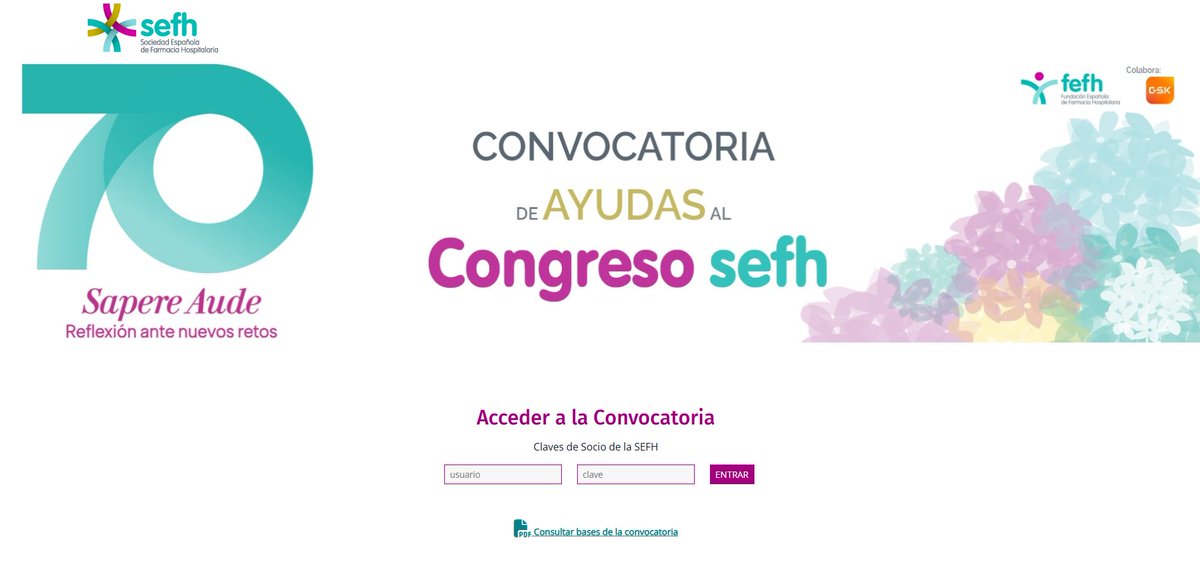 S.E.F.H (@sefh_) on Twitter photo ¿Te gustaría asistir a #sefh25?
📢📢La FEFH anuncia la convocatoria de una bolsa de 22 ayudas financiada por <a href="/GSK_ES/">GSK España</a> para la inscripción y alojamiento al 70 Congreso Nacional de la SEFH <a href="/sefhcongreso/">70 Congreso SEFH</a> (15-17 Octubre, Málaga)
Requisitos imprescindibles:
✅ser especialista o ¿Te gustaría asistir a #sefh25?
📢📢La FEFH anuncia la convocatoria de una bolsa de 22 ayudas financiada por <a href="/GSK_ES/">GSK España</a> para la inscripción y alojamiento al 70 Congreso Nacional de la SEFH <a href="/sefhcongreso/">70 Congreso SEFH</a> (15-17 Octubre, Málaga)
Requisitos imprescindibles:
✅ser especialista o