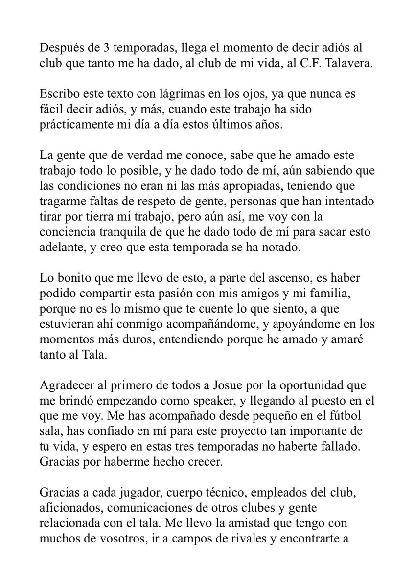 stb_9922's tweet photo. Carta personal sobre mi despedida https://t.co/DSJgQxi7cR