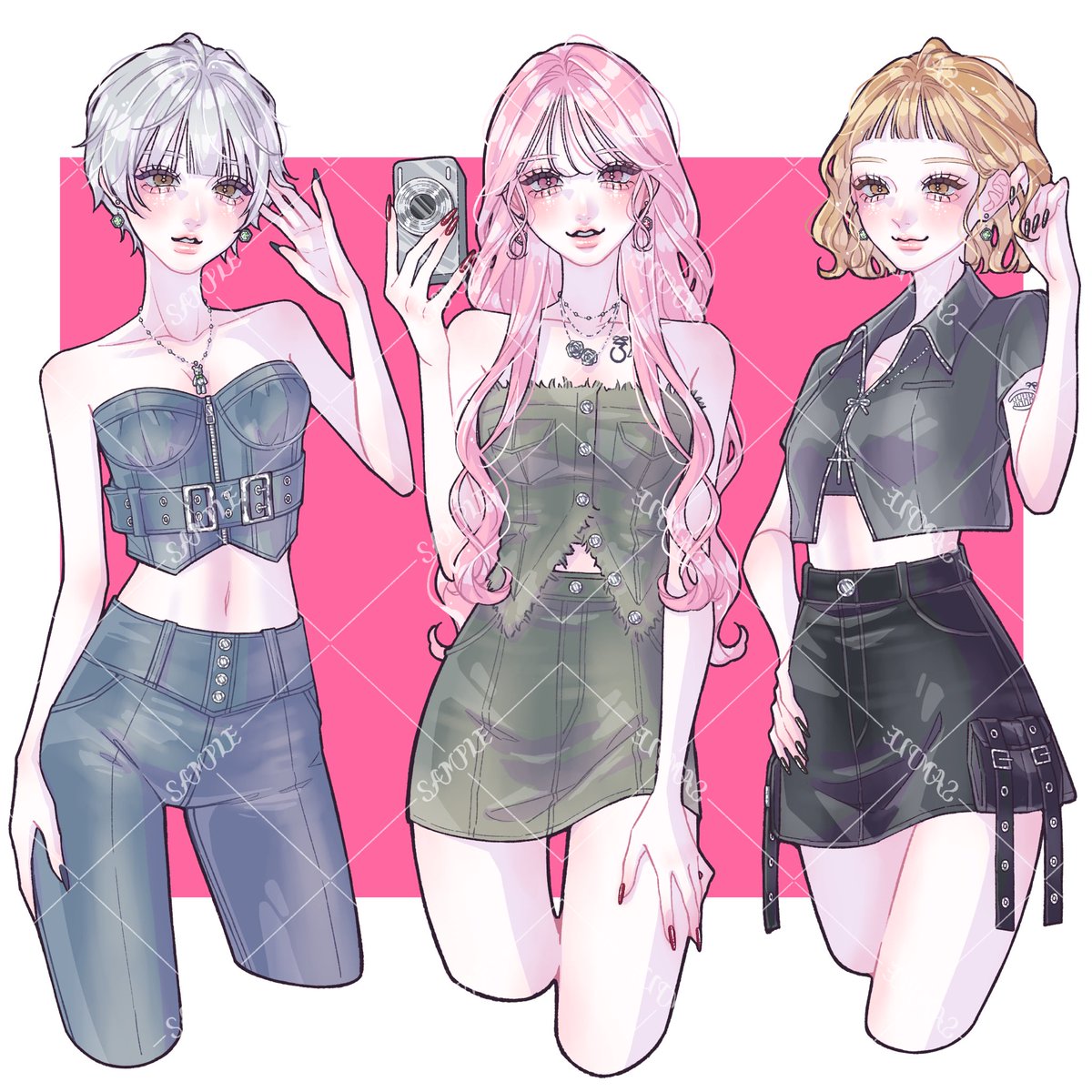 🤍✨️🩷✨️💛
 #絵柄が好みって人にフォローされたい  #夏の創作クラスタフォロー祭り  #illustration