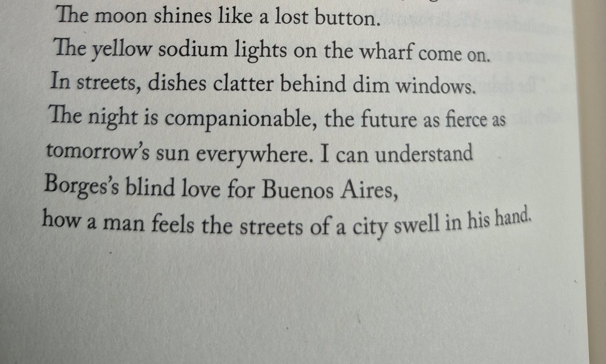 “... I can understand
Borgesʼs blind love for Buenos Aires,
how a man feels the streets of a city swell in his hand.”
—Derek Walcott, Midsummer