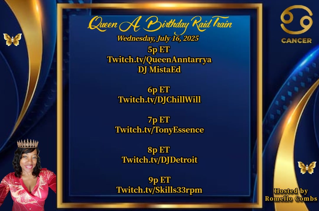 QueenAPresents's tweet photo. #Twitch #raidtrain July 16, 2025
#cancerSZN #cancerseason #JulyCancer #dj #livestreaming #QueenAPresents #birthday #party https://t.co/JX4n4TMyWD