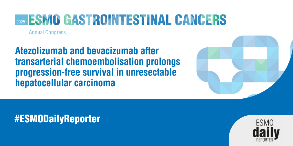 myESMO's tweet image. A Late-Breaking Abstract at #ESMOGI25 presented positive #PFS results from the TALENTACE #ClinicalTrial with atezolizumab plus bevacizumab after on-demand transarterial chemoembolisation (#TACE) in #HCC.

Check out the #ESMODailyReporter

🔗 ow.ly/Q3IZ50WkkLN