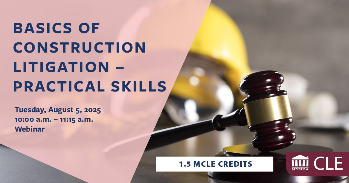 Join us for Basics of Construction Litigation – Practical Skills, where we will cover key aspects of mechanic’s liens and surety claims. Register now: tinyurl.com/htbt62uy