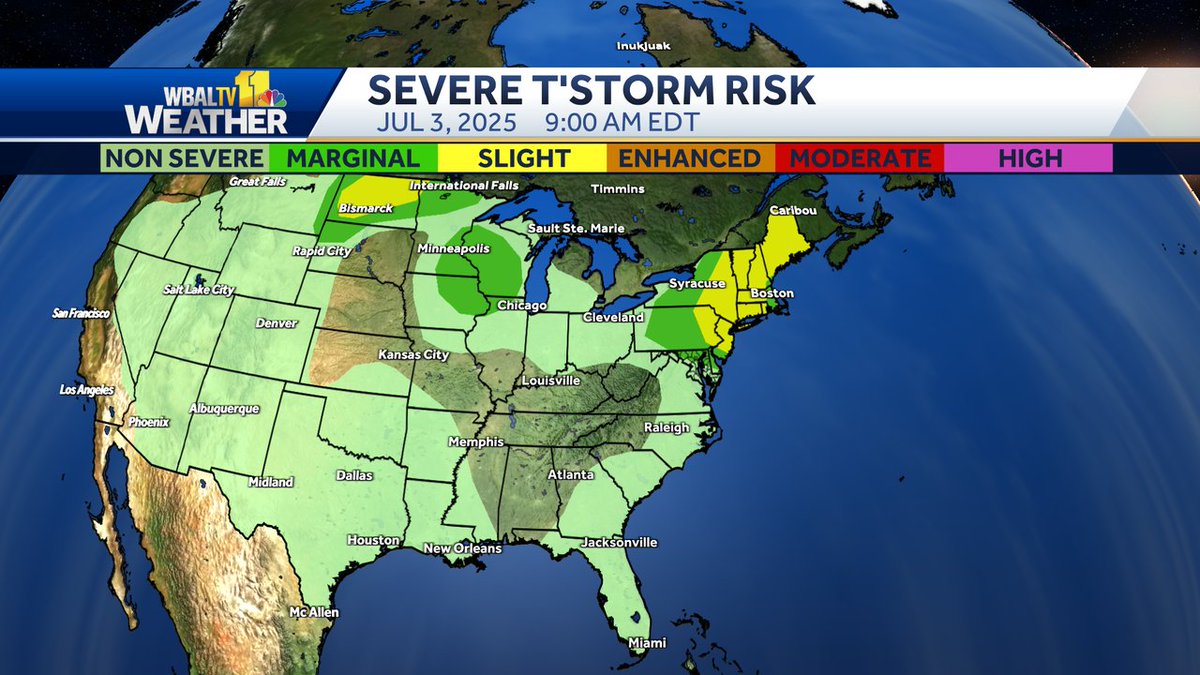 Here is the latest severe weather outlook from the Storm Prediction Center.