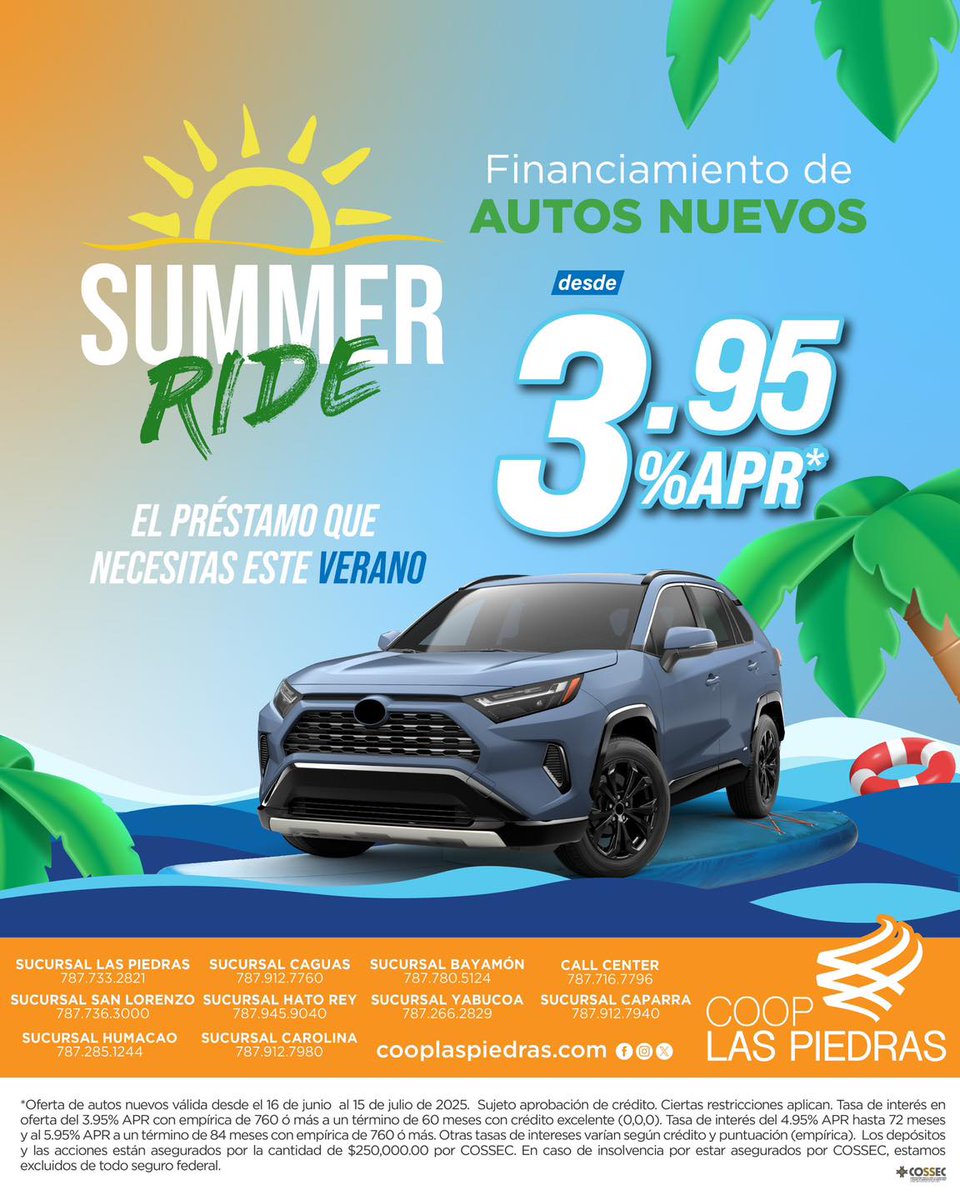 Este verano, ¿tienes ride?

En Coop Las Piedras, te montamos con un interés desde 3.95% APR*

Solicita ahora mismo en cooplaspiedras.com