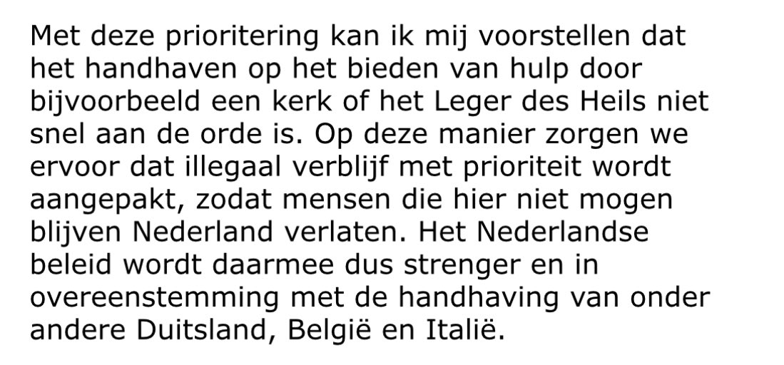 noorlanderarjan's tweet image. Minister Van Weel probeert een twijfelende Tweede Kamer gerust te stellen door te melden dat hij zich ‘kan voorstellen’ dat het vervolgen van hulp aan illegalen ‘niet snel aan de orde is’.
Maar juridisch wordt het wel strafbaar.