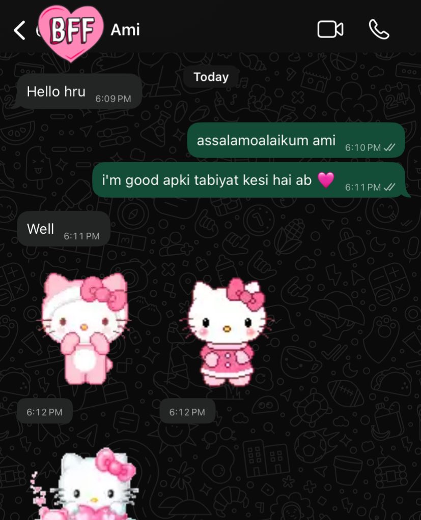 i send my dado hello kitty stickers while texting her so she asked me to teach her how to send them asw &amp; now she sends them to me all the time she's so adorable 😭