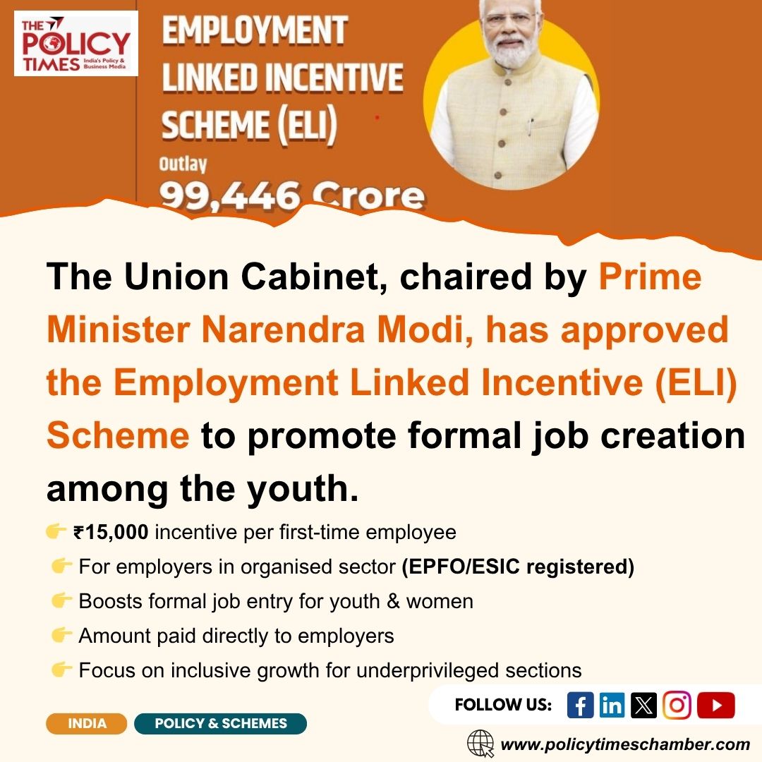 thepolicytimes's tweet image. Govt approves ₹15,000 incentive for hiring first-time workers under the new #ELIScheme 🙌

Focus: Women &amp;amp; underprivileged youth
Incentive to be paid to employers directly.
#EmploymentNews #SkillIndia #YouthEmpowerment #ModiGovt #PolicyUpdate