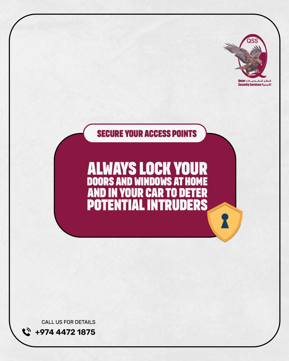 qssqatar's tweet photo. Quick #Security #Tips from #QSS! Your #safety isn’t luck, it’s a #smart #strategys. Swipe through tips to help you stay alert, ready, and protected, anytime, anywhere.
#Professional guards. Trusted by #Qatar’s top clients. Need reliable security?
📞+974 4472 1875 https://t.co/ZtBrjU6xpB