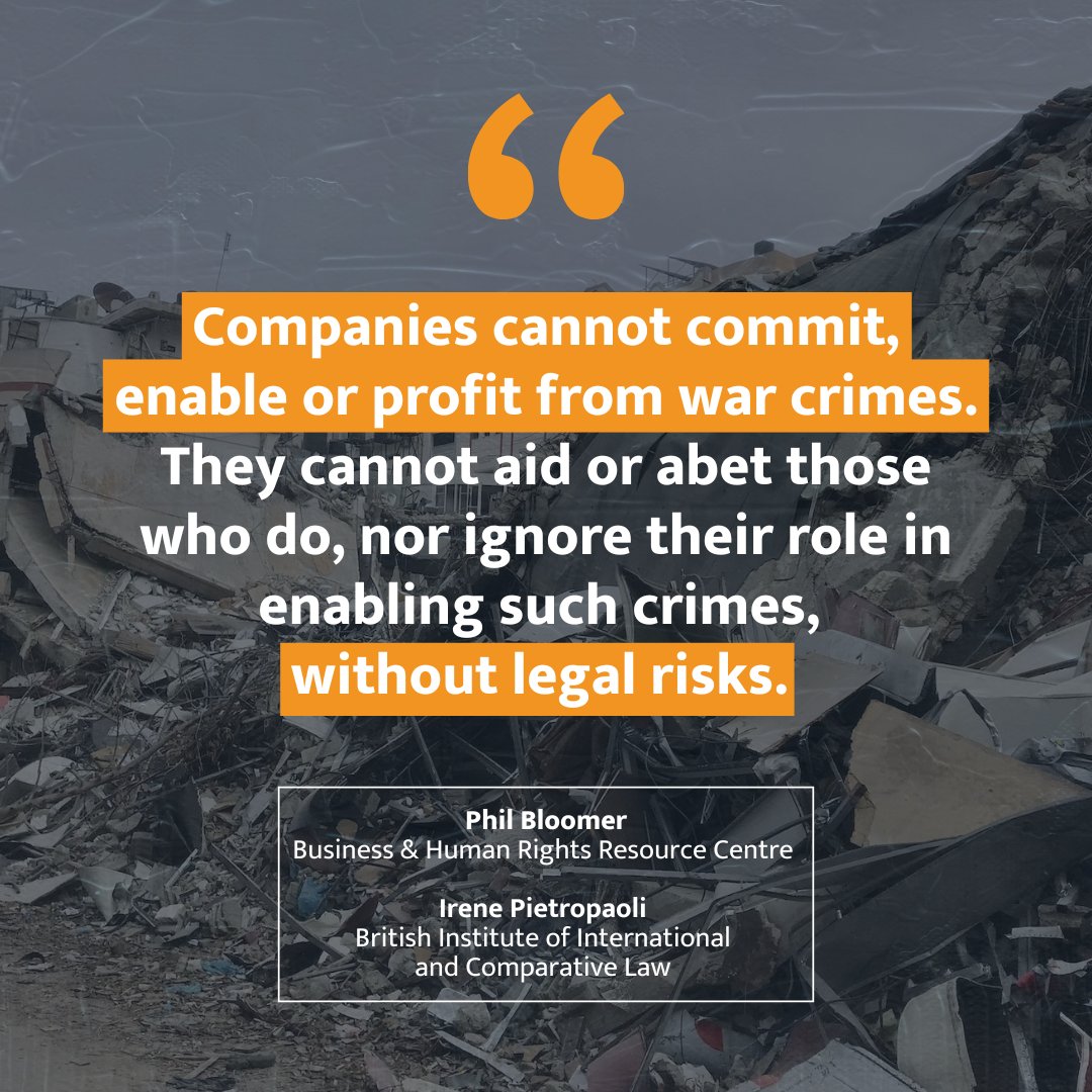 Business & Human Rights (@bhrrc) on Twitter photo The devastation inflicted on Gaza’s population could not happen without the support of private sector actors.
In a new <a href="/sustainviews/">Sustainable Views</a> piece <a href="/pbloomer/">Phil Bloomer</a> + <a href="/IPietropaoli/">Irene Pietropaoli (inactive)</a> argue that responsible disengagement + exit are the only legally + morally sound options sustainableviews.com/amid-the-gaza-… The devastation inflicted on Gaza’s population could not happen without the support of private sector actors.
In a new <a href="/sustainviews/">Sustainable Views</a> piece <a href="/pbloomer/">Phil Bloomer</a> + <a href="/IPietropaoli/">Irene Pietropaoli (inactive)</a> argue that responsible disengagement + exit are the only legally + morally sound options sustainableviews.com/amid-the-gaza-…