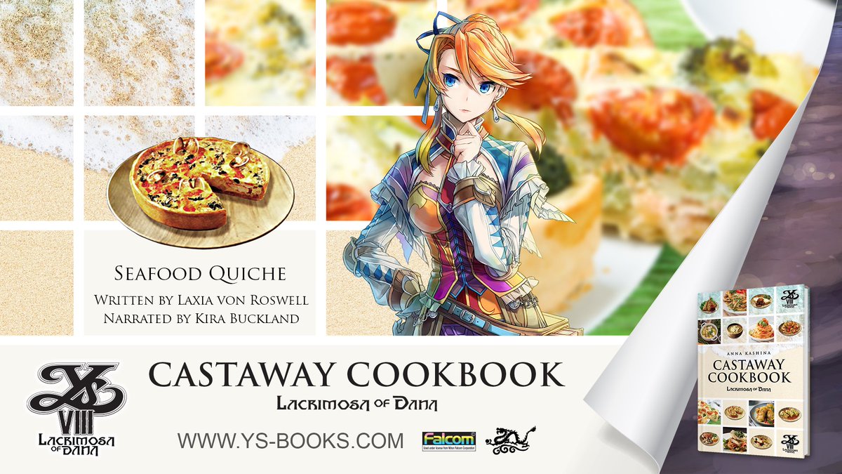 Can you make a seafood quiche, on a deserted island, using only the materials at hand? Join the celebrated voice actor Kira Buckland reading the recipe of this dish from #Ys VIII, in the authentic voice of her character, Lady Laxia von Roswell.

youtu.be/Ip20uV4uRpE?si…