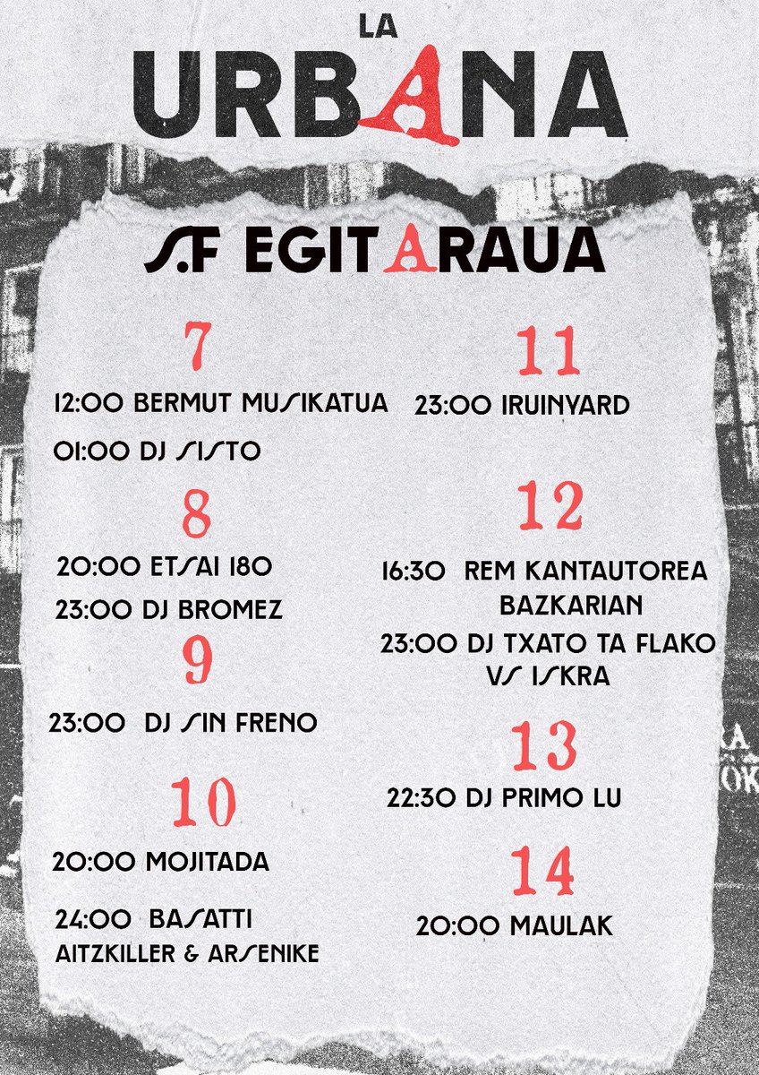 🔴⚪ San Ferminetako egitaraua 🔴⚪

Hona hemen Urbana tabernako eskaintza.

Gerturatu zaitez!
Jaia bai borroka ere bai!