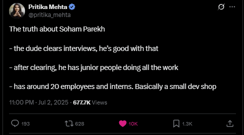 thatindicmonk's tweet photo. 10. Soham outsourced his work that was outsourced to him by american startups. Genius
Stay tuned to this thread for more updates. Hit the notification bell as we track #sohamGate and its latest updates. https://t.co/9XJP1OlOx2