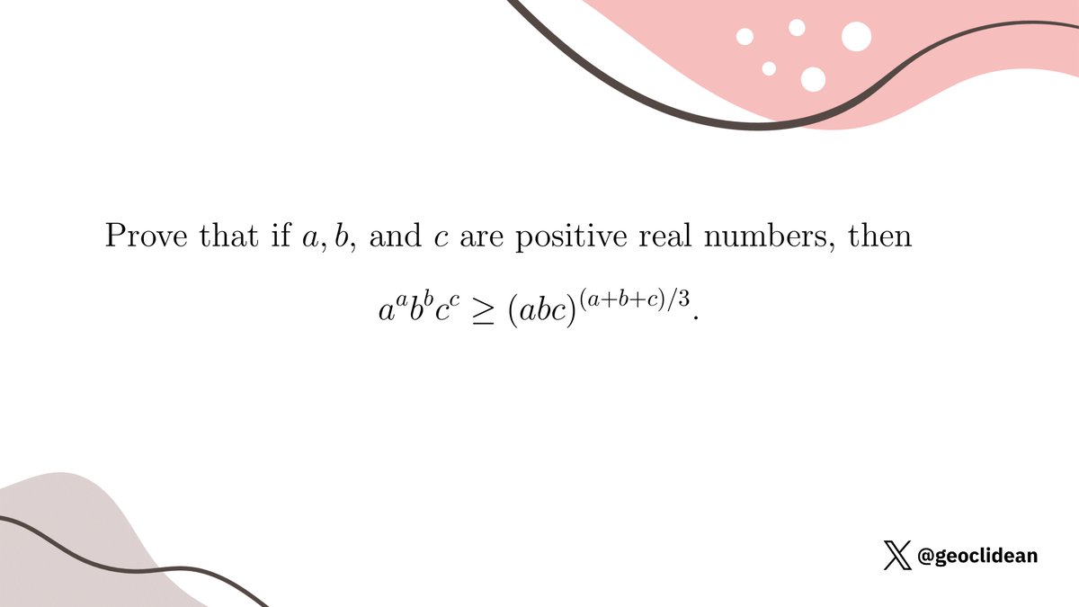 geoclidean's tweet image. Exponent Inequality
#Inequalities #Logarithms #Function